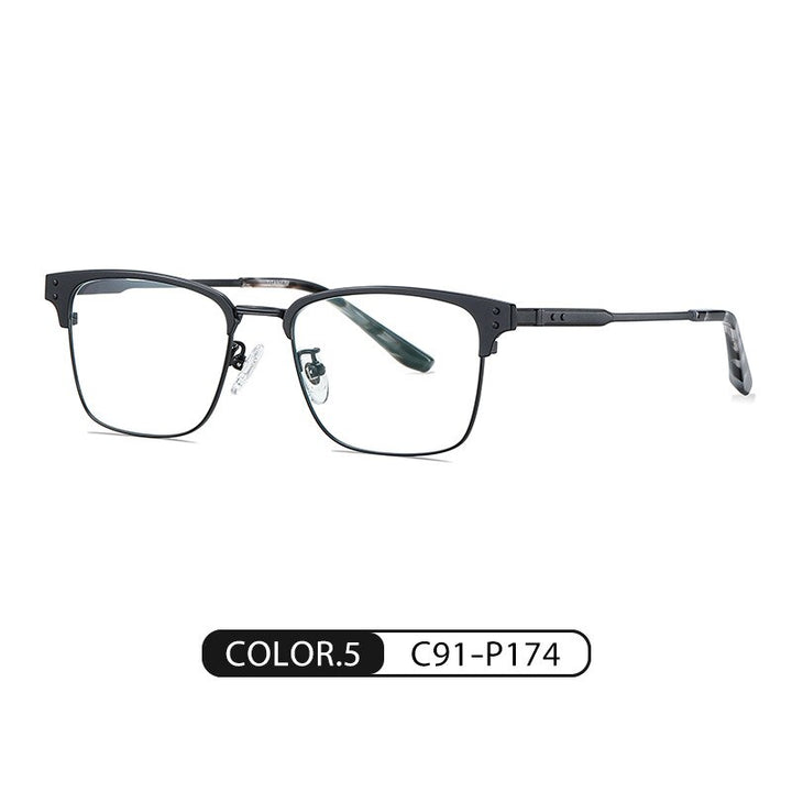 Bclear Unisex Full Rim Square Eyebrow Line Titanium Eyeglasses Wd916 Full Rim Bclear Matte Black  