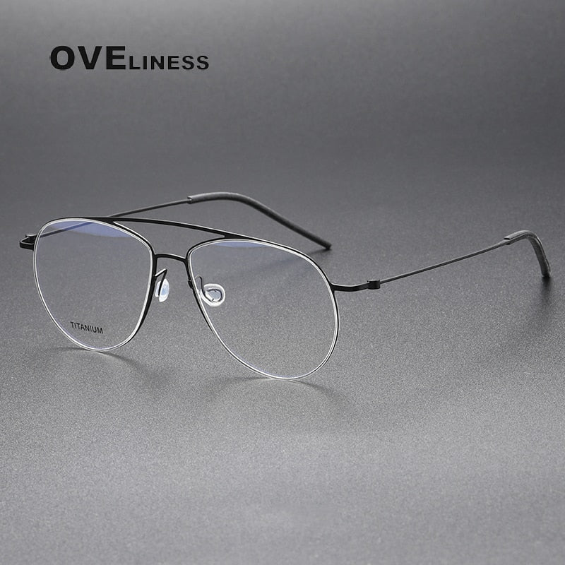 Oveliness Unisex Full Rim Square Double Bridge Screwless Titanium Eyeglasses 5507 Full Rim Oveliness   