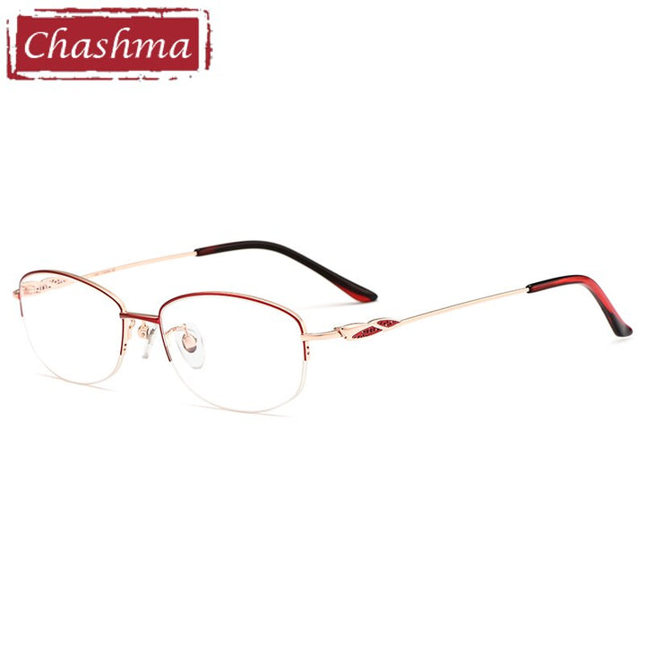 Chashma Ottica Women's Semi Rim Oval Titanium Eyeglasses 0661 Semi Rim Chashma Ottica Red Gold  
