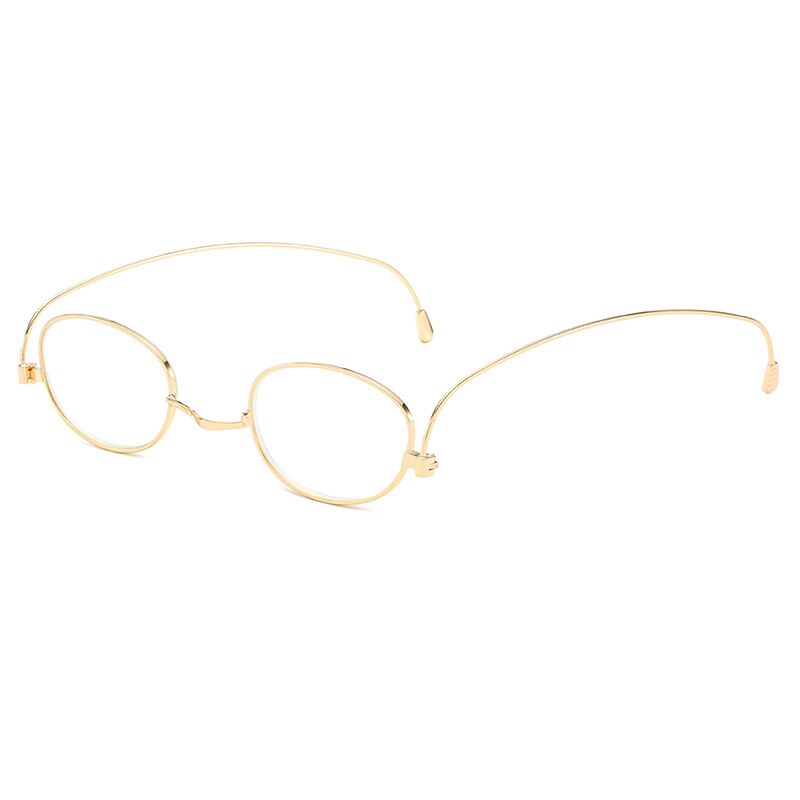 Hdcrafter Unisex Full Rim Round Oval Alloy Anti Blue Reading Glasses Reading Glasses Hdcrafter Eyeglasses +100 Gold 