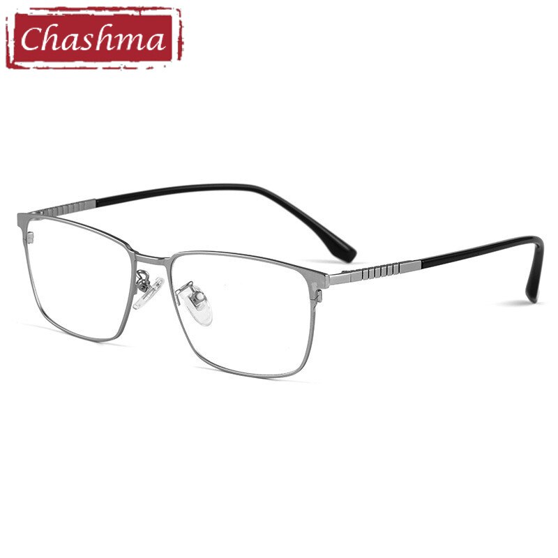 Chashma Ottica Unisex Full Rim Square Titanium Eyeglasses 8633 Full Rim Chashma Ottica Silver  