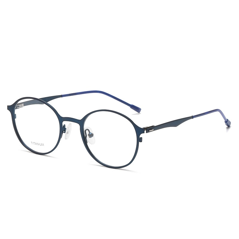 Zirosat Unisex Full Rim Round Titanium Eyeglasses P8821 Full Rim Zirosat dark blue  