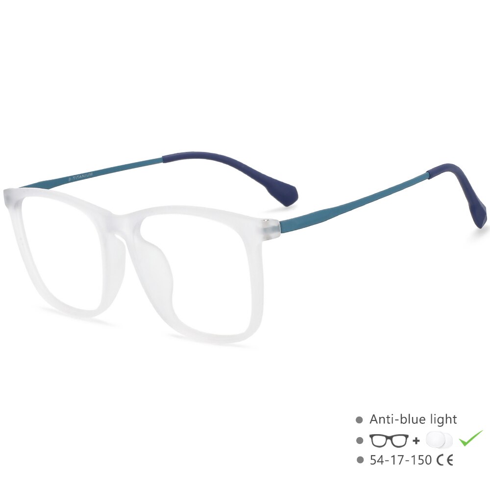 CCspace Unisex Full Rim Square Tr 90 Titanium Eyeglasses 55521 Full Rim CCspace White China 