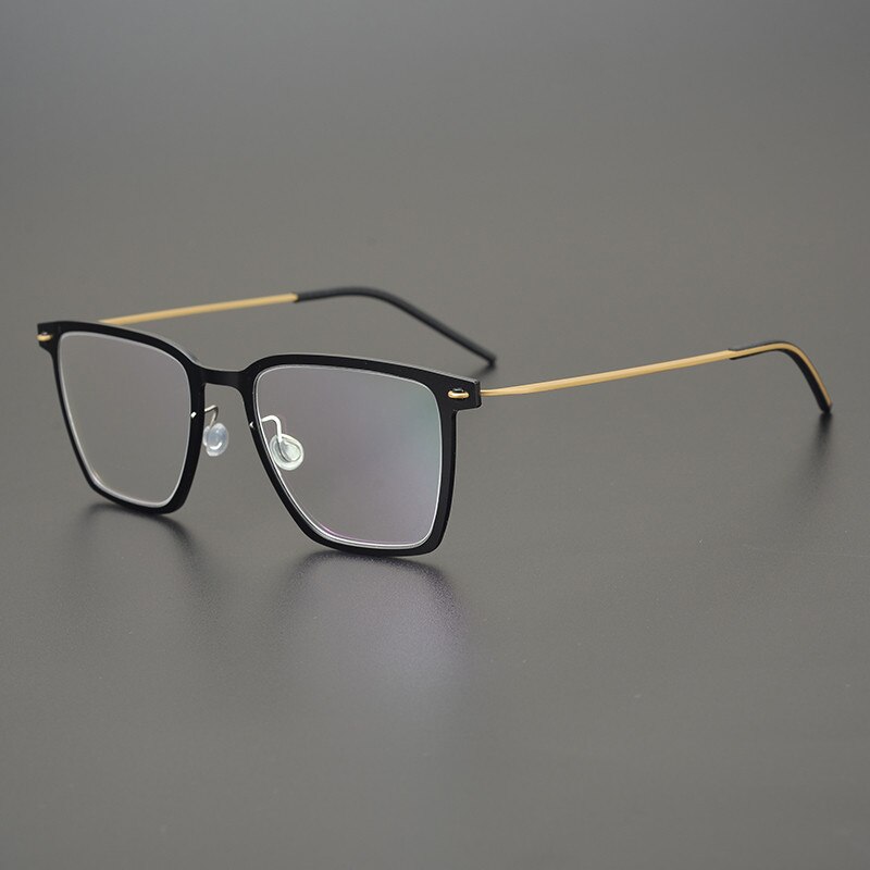 Gatenac Unisex Full Rim Square Acetate Titanium Eyeglasses Gxyj950 Full Rim Gatenac Black  