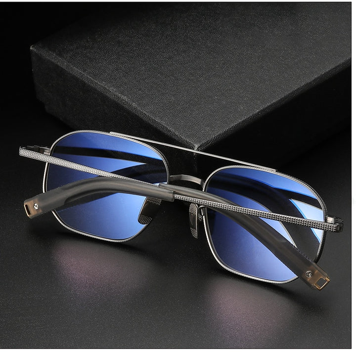 Hdcrafter Men's Full Rim Wide Square Double Bridge Titanium Eyeglasses 07518 Full Rim Hdcrafter Eyeglasses   