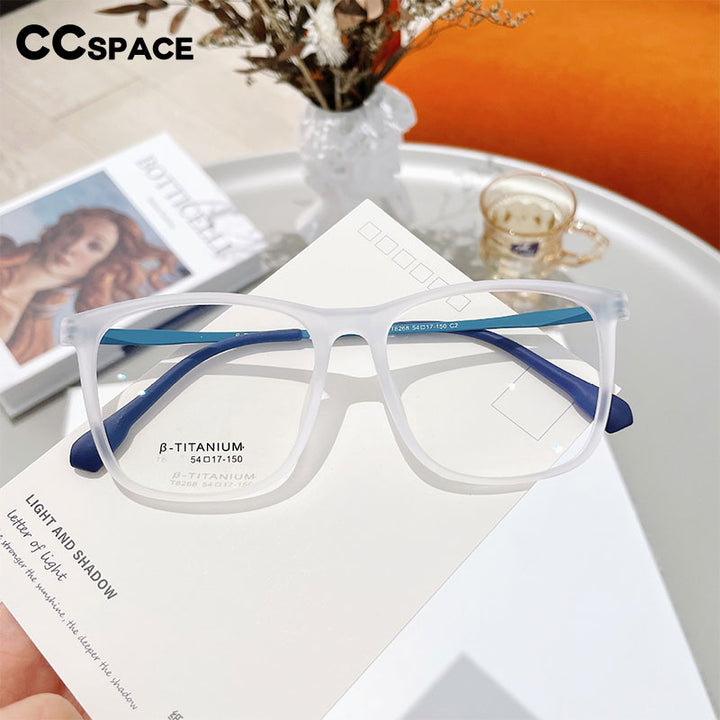 CCspace Unisex Full Rim Square Tr 90 Titanium Eyeglasses 55521 Full Rim CCspace   