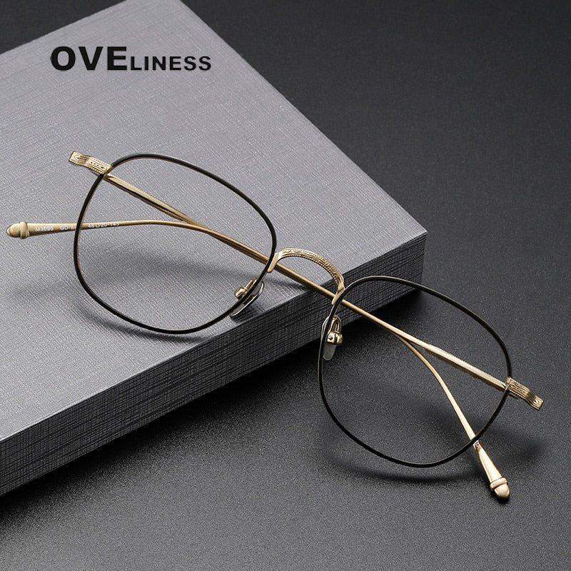 Oveliness Unisex Full Rim Round Square Titanium Eyeglasses M3090 Full Rim Oveliness   