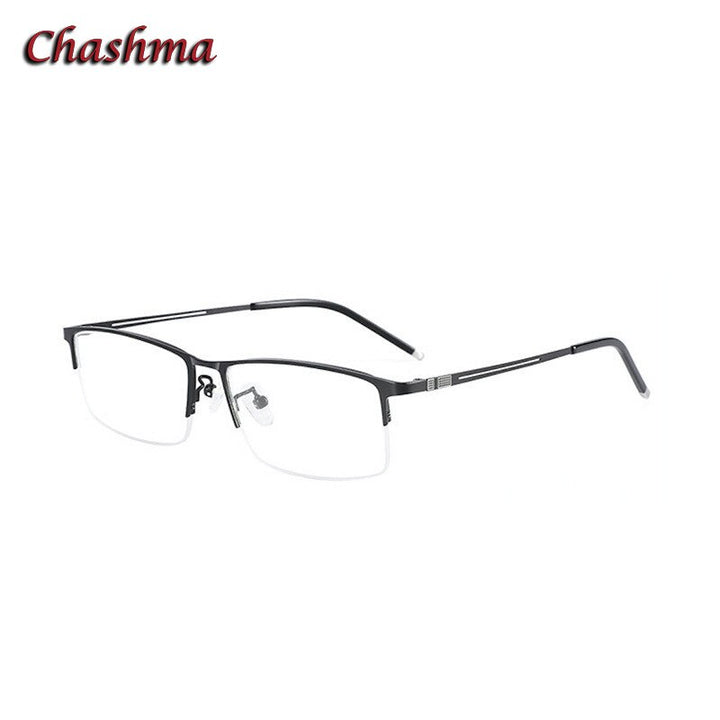 Chashma Ochki Men's Semi Rim Square Alloy Eyeglasses 9070 Semi Rim Chashma Ochki Black  