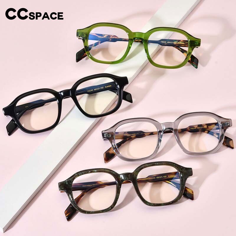 CCSpace Unisex Full Rim Irregular Square Acetate Eyeglasses 54703 Full Rim CCspace   