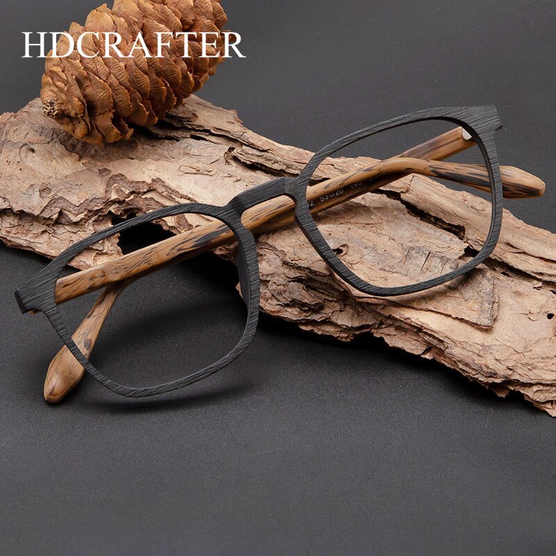 Hdcrafter Unisex Full Rim Square Wood Alloy Eyeglasses 1692 Full Rim Hdcrafter Eyeglasses   