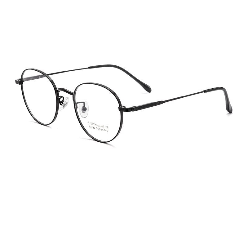 Yimaruili Unisex Full Rim Polygonal Titanium Eyeglasses Bt082t Full Rim Yimaruili Eyeglasses Black  