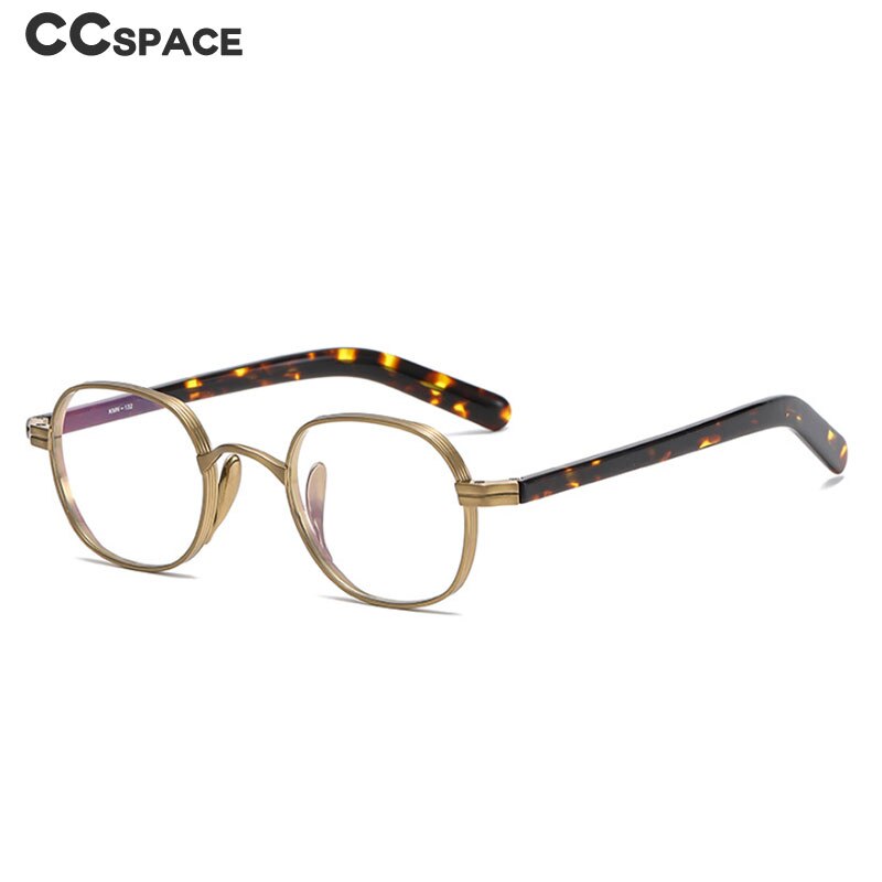 CCSpace Unisex Full Rim Irregular Round Acetate Titanium Eyeglasses 53314 Full Rim CCspace   
