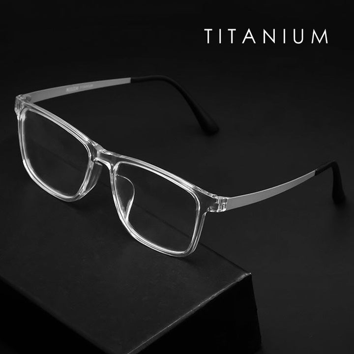 KatKani Unisex Full Rim Square Tr 90 Titanium  Reading Glasses Anti Blue Light Black Hr3068 Reading Glasses KatKani Eyeglasses   