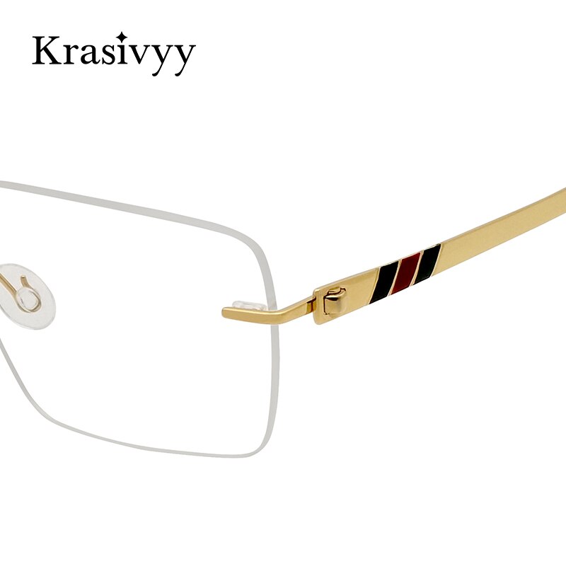 Krasivyy Men's Rimless Square Screwless Titanium Eyeglasses Rimless Krasivyy   