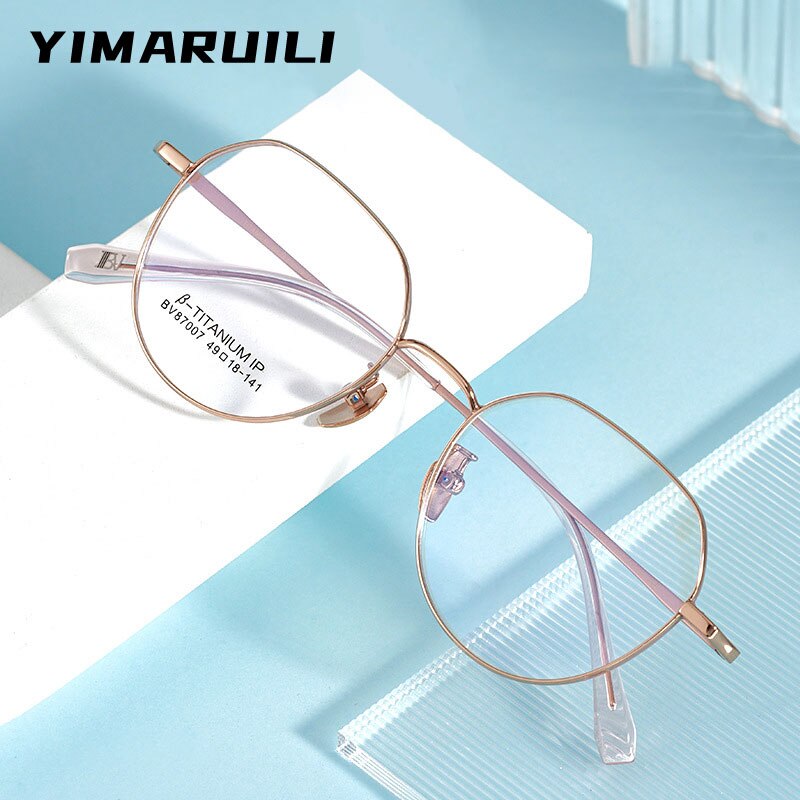 Yimaruili Unisex Full Rim Polygon Titanium Eyeglasses BV87007 Full Rim Yimaruili Eyeglasses   