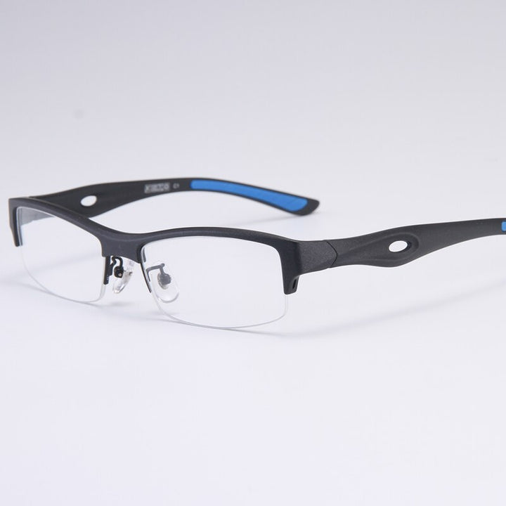 Bclear Men's Semi Rim Rectangle Tr 90 Sport Eyeglasses My1077 Semi Rim Bclear Black blue  