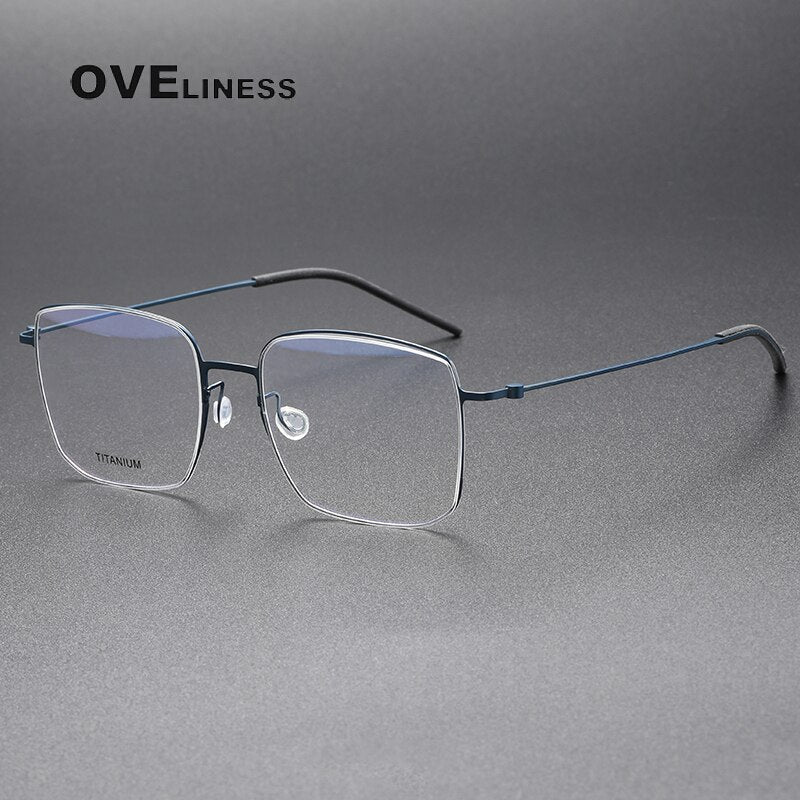 Oveliness Unisex Full Rim Square Screwless Titanium Eyeglasses 5511 Full Rim Oveliness blue  