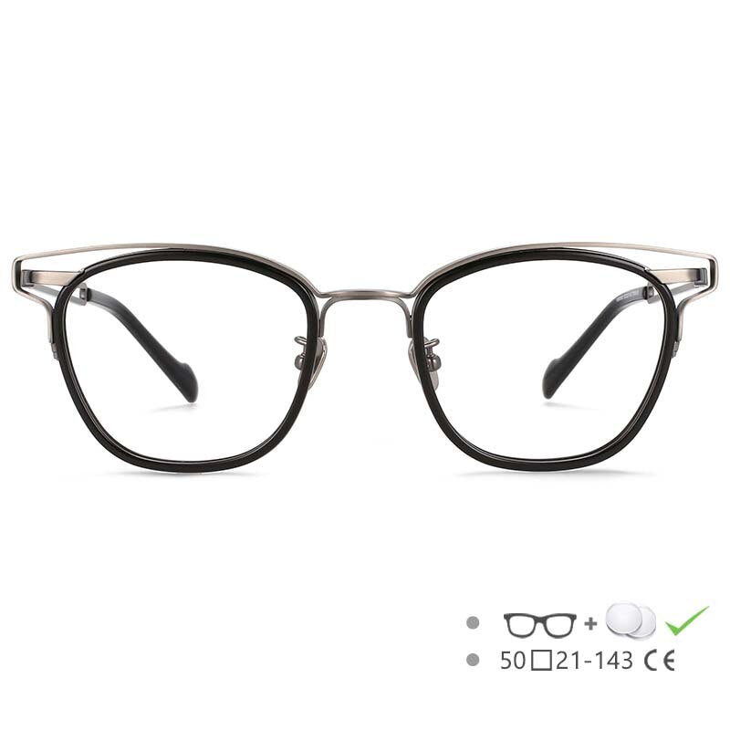 CCspace Unisex Full Rim Square Titanium Acetate Eyeglasses 55227 Full Rim CCspace BlackGray China 