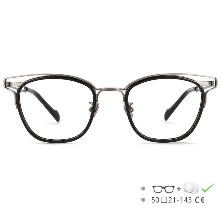 CCspace Unisex Full Rim Square Titanium Acetate Eyeglasses 55227 Full Rim CCspace BlackGray China 