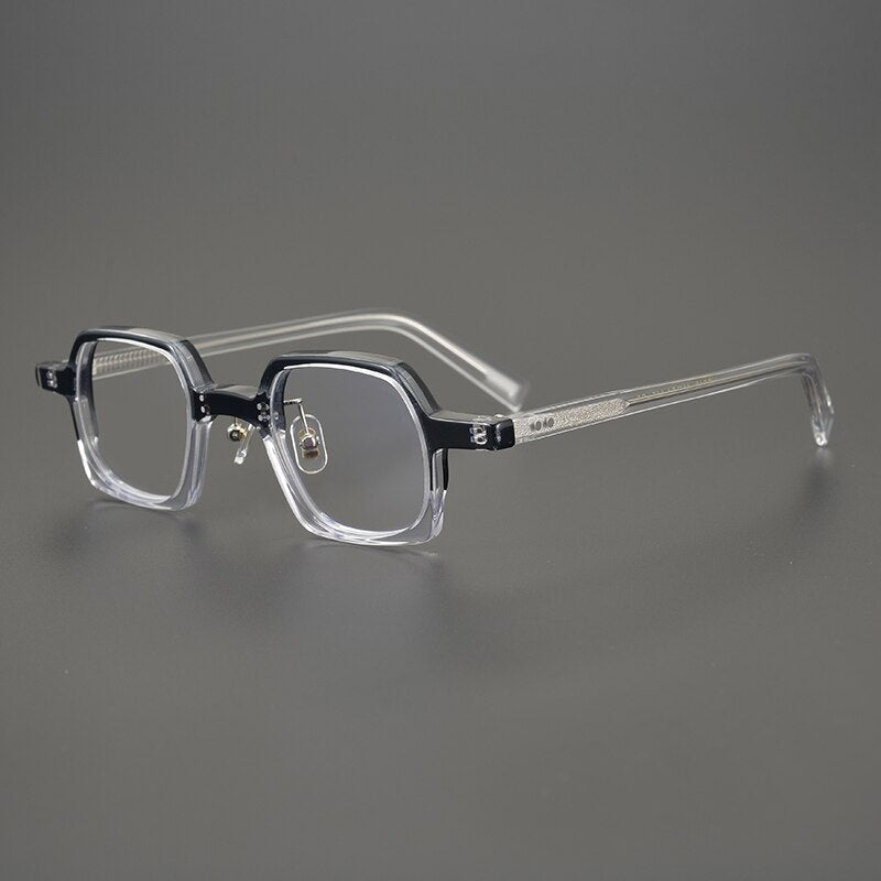Gatenac Unisex Full Rim Square Acetate Frame Eyeglasses Gxyj817 Full Rim Gatenac Black Transparent  