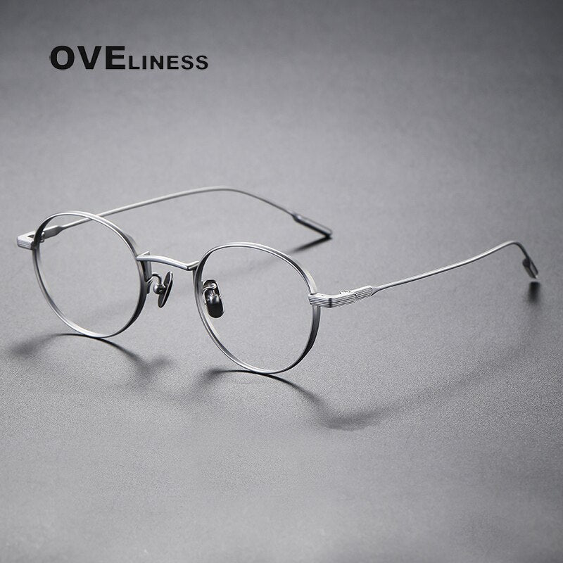 Oveliness Unisex Full Rim Round Titanium Eyeglasses 80806 Full Rim Oveliness silver  