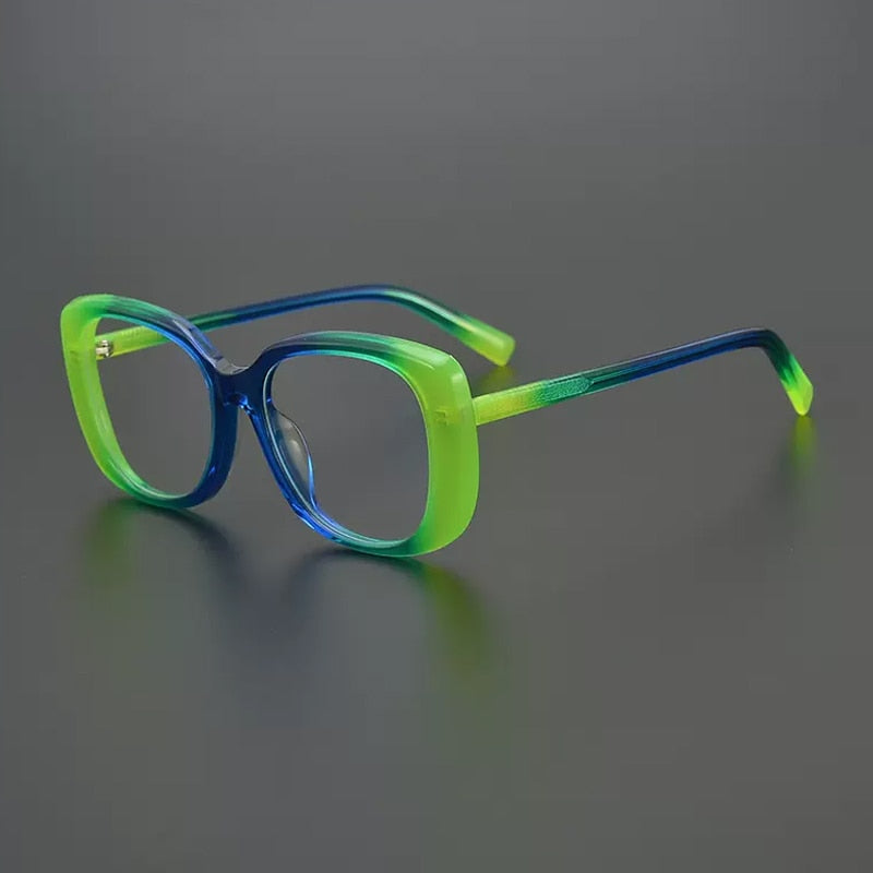 Gatenac Unisex Full Rim Square Cat Eye Acetate Eyeglasses Gxyj981 Full Rim Gatenac Blue Green  