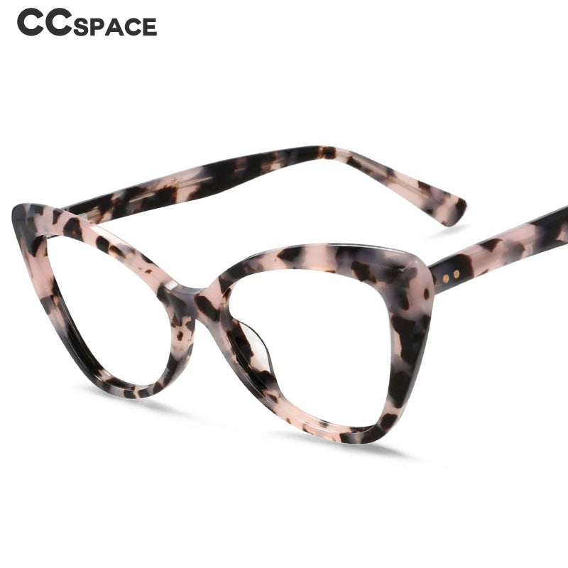 CCSpace Women's Full Rim Square Cat Eye Acetate Eyeglasses 55032 Full Rim CCspace   