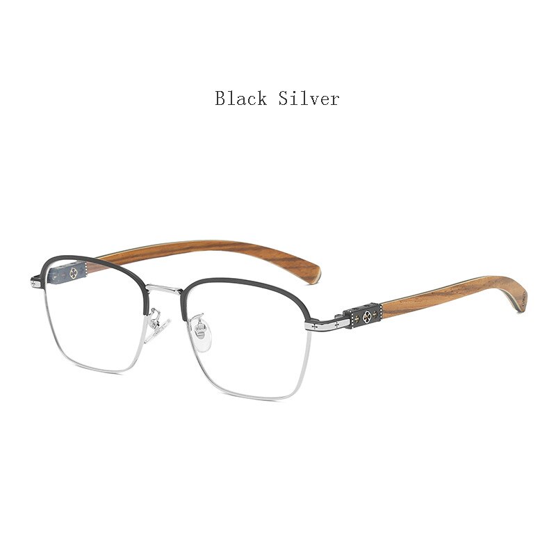 Hdcrafter Men's Full Rim Square Titanium Eyeglasses K0035 Full Rim Hdcrafter Eyeglasses Black Silver  