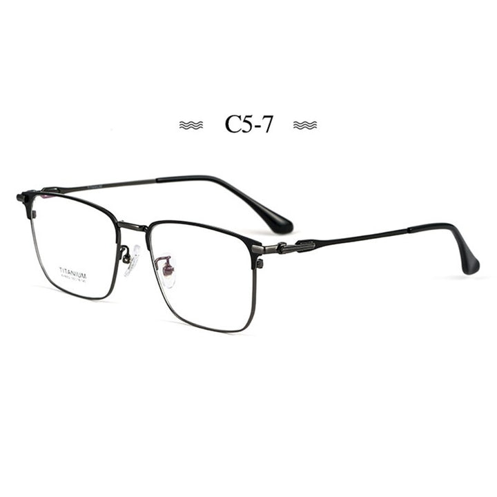 Hotochki Men's Semi Rim Square Titanium Alloy Frame Eyeglasses Bv9002 Semi Rim Hotochki C5-7  