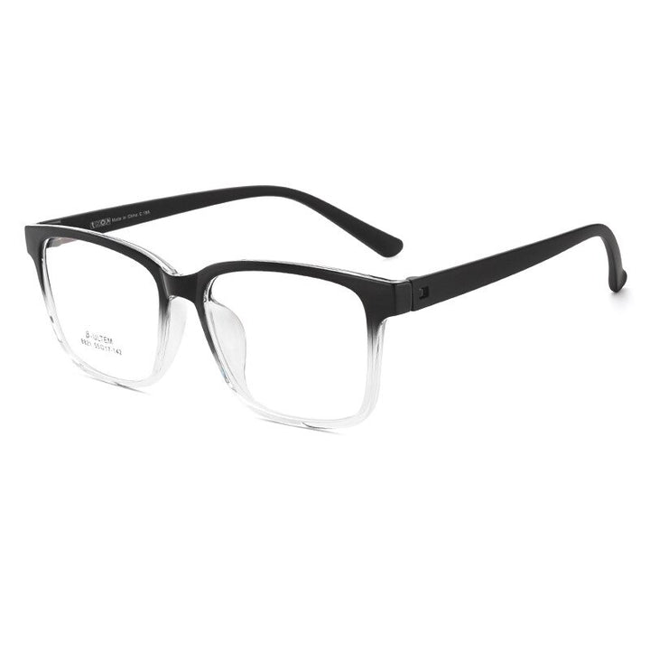 Yimaruili Unisex Full Rim Large Square Screwless Tr 90 Eyeglasses Full Rim Yimaruili Eyeglasses Gradient Brigh Black  
