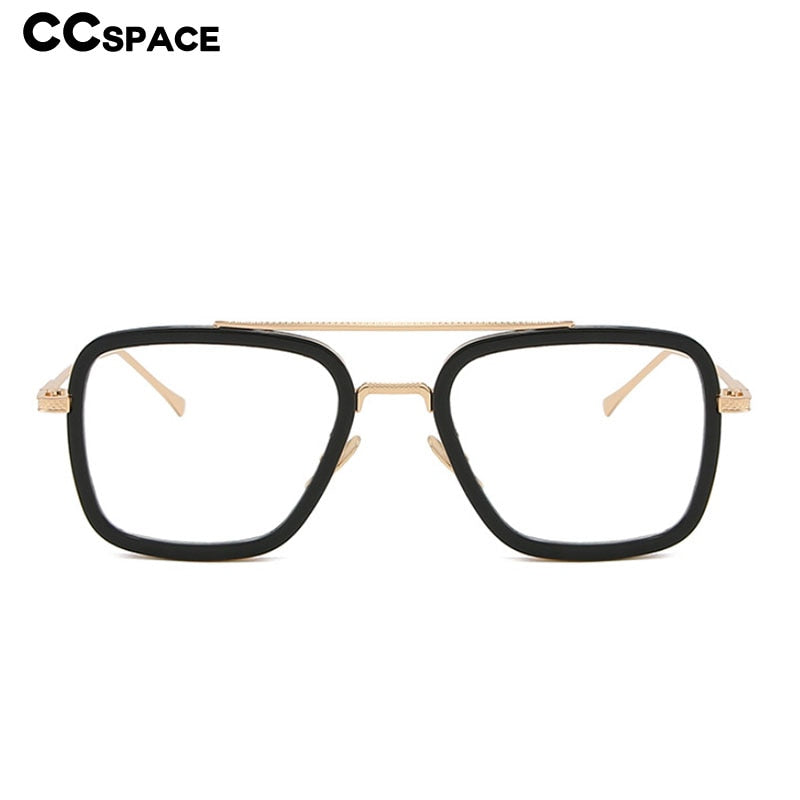 CCSpace Unisex Full Rim Square Double Bridge Tr 90 Alloy Eyeglasses 54823 Full Rim CCspace   