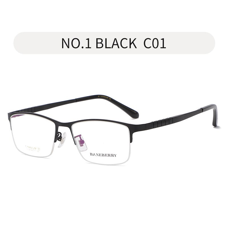 Reven Jate Unisex Semi Rim Square Titanium Frame Eyeglasses 71109 Semi Rim Reven Jate black  