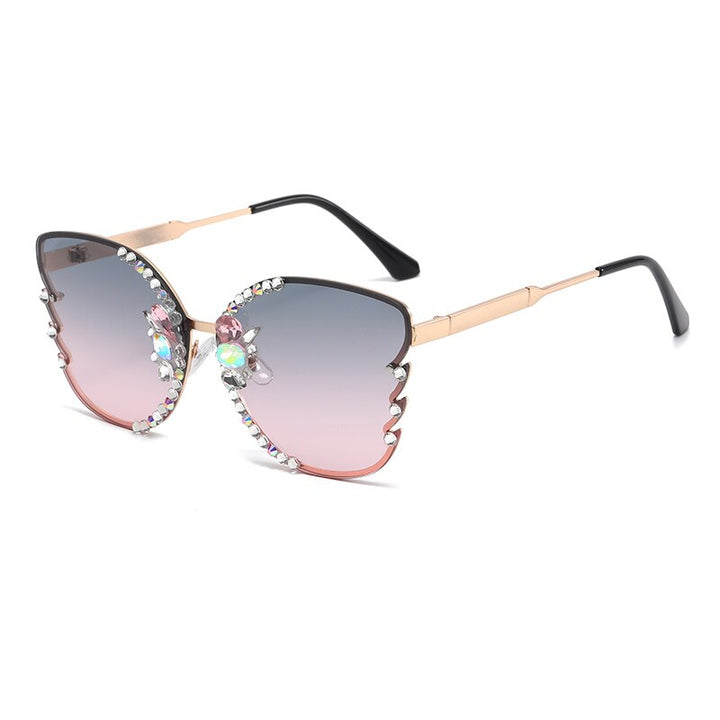 Ettatend Women's Sunglasses Cat Eye Gradient 6666q Sunglasses Ettatend gray pink Gold 