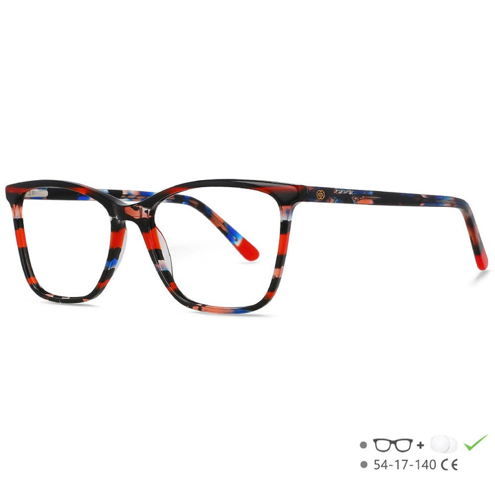 CCspace Unisex Full Rim Square Cat Eye Acetate Eyeglasses 55567 Full Rim CCspace Red China 