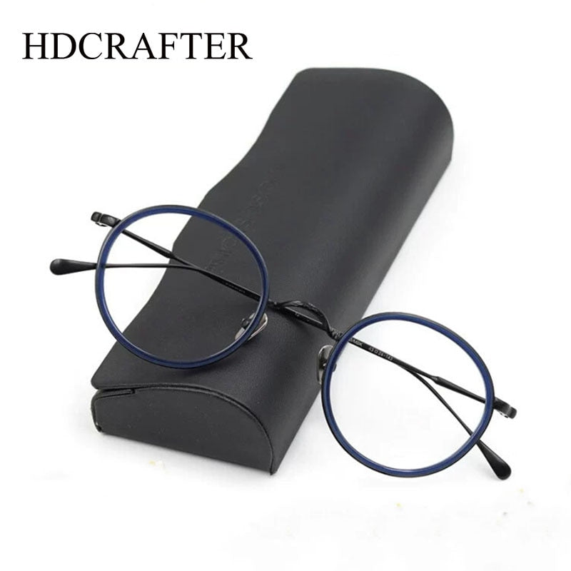 Hdcrafter Unisex Full Rim Round Titanium Eyeglasses Ps7360 Full Rim Hdcrafter Eyeglasses   