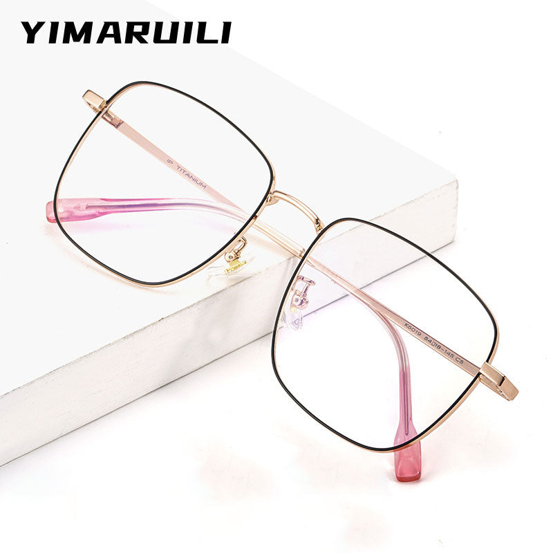YImaruili Women's Full Rim Large Square Titanium Eyeglasses 02K5019 Full Rim Yimaruili Eyeglasses   