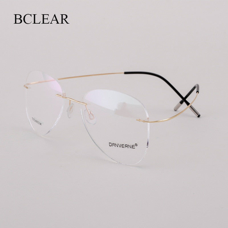 Bclear Unisex Customized Rimless Oval Titanium Alloy Eyeglasses My20002 Rimless Bclear   