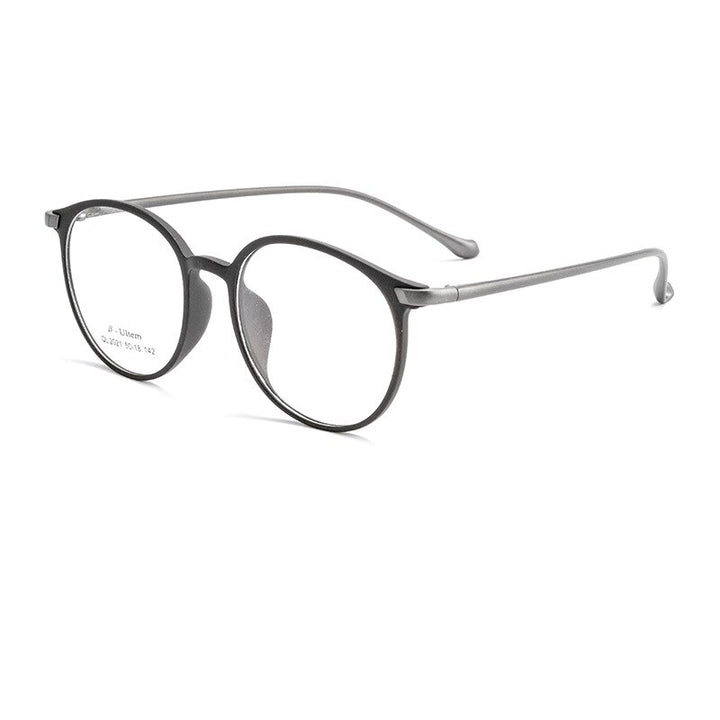 KatKani Unisex Full Rim Round Ultem Steel Eyeglasses 2021ql Full Rim KatKani Eyeglasses Black Gray  