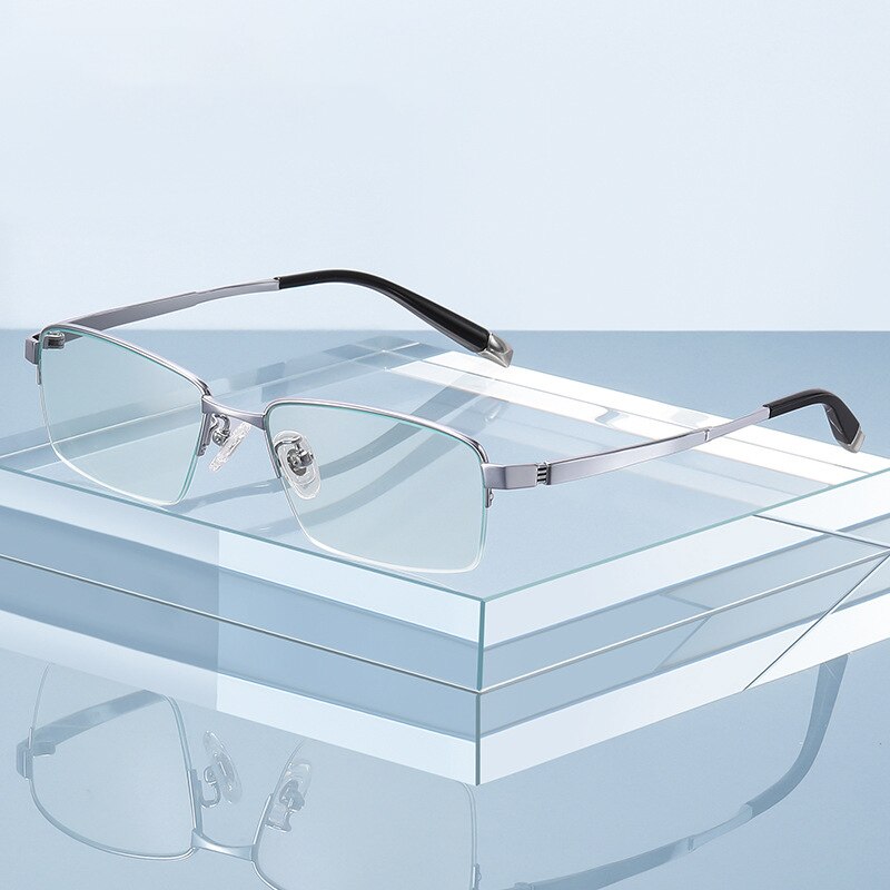 Handoer Men's Semi Rim Square Titanium Eyeglasses Pt907 Semi Rim Handoer   