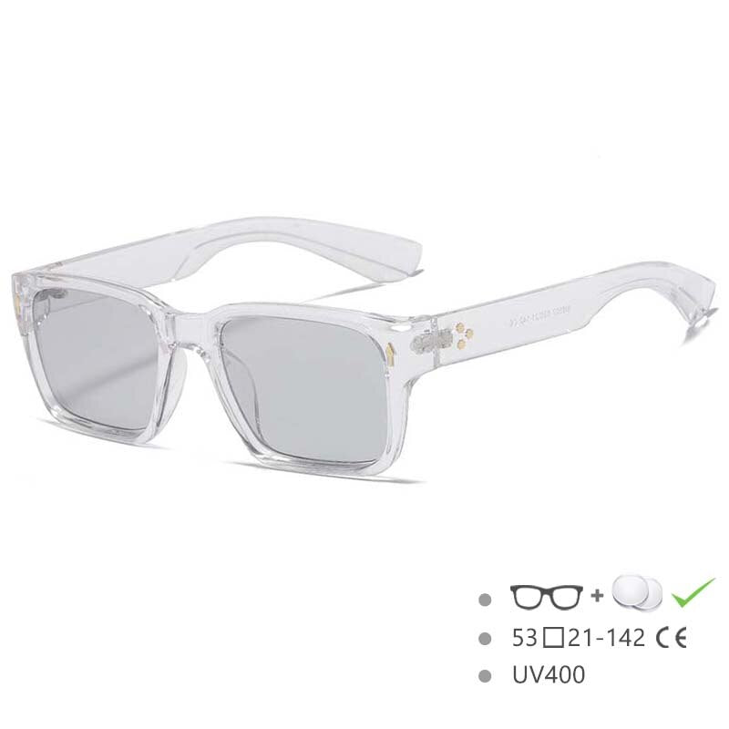 CCSpace Men's Full Rim Rectangular Acetate Frame Sunglasses 54568 Sunglasses CCspace Sunglasses Clear China 