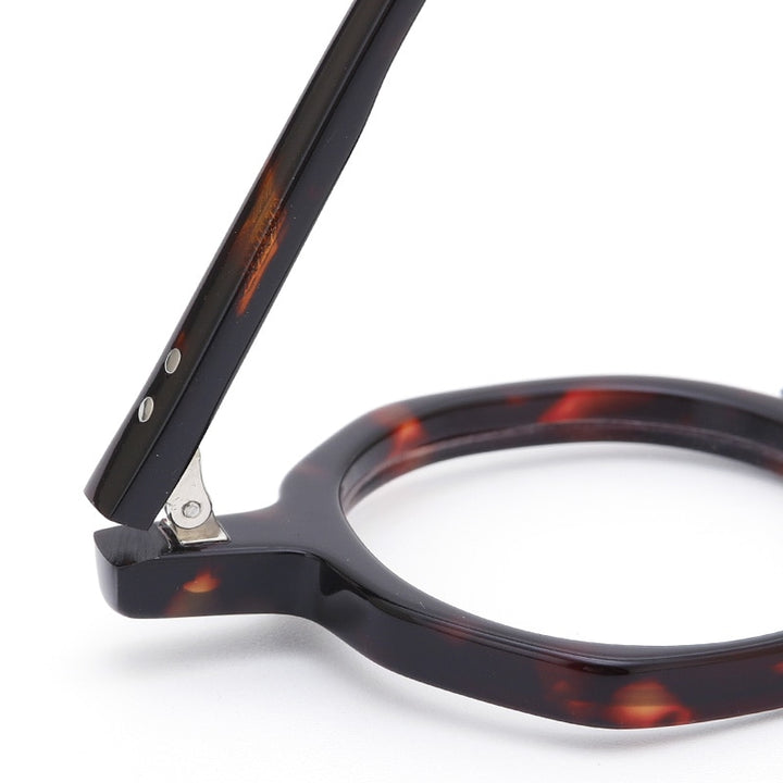 Muzz Unisex Full Rim Small Round Acetate Double Bridge Hand Crafted Frame Eyeglasses 56009 Full Rim Muzz   