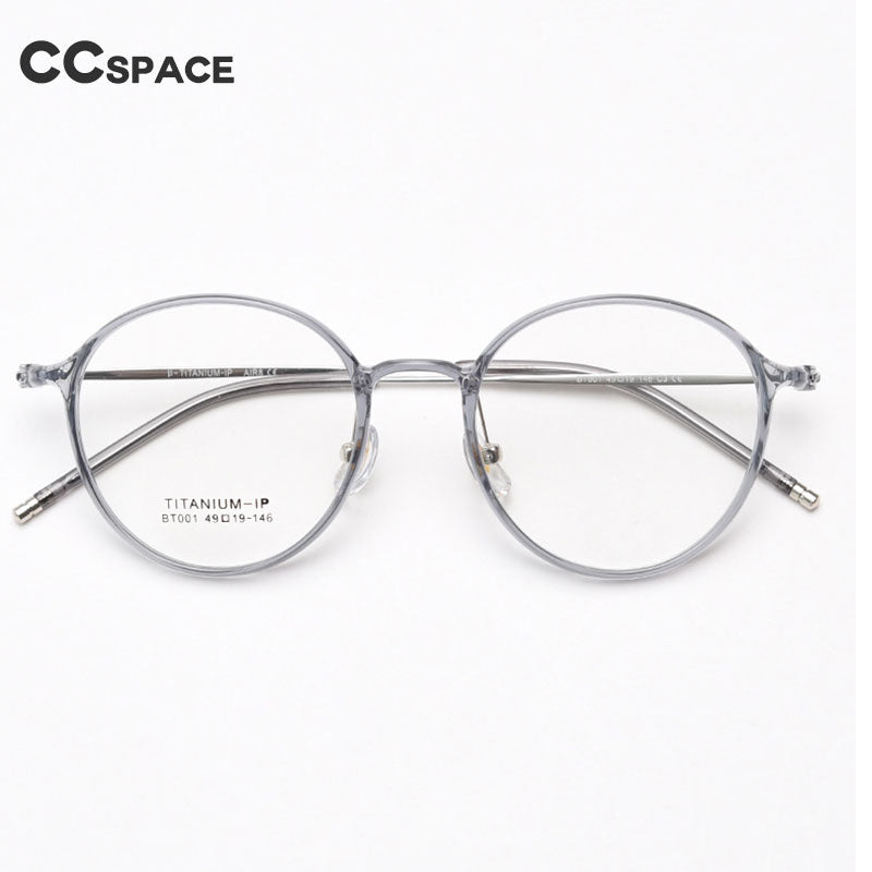 CCSpace Unisex Full Rim Irregular Round Tr 90 Titanium Eyeglasses 55264 Full Rim CCspace   