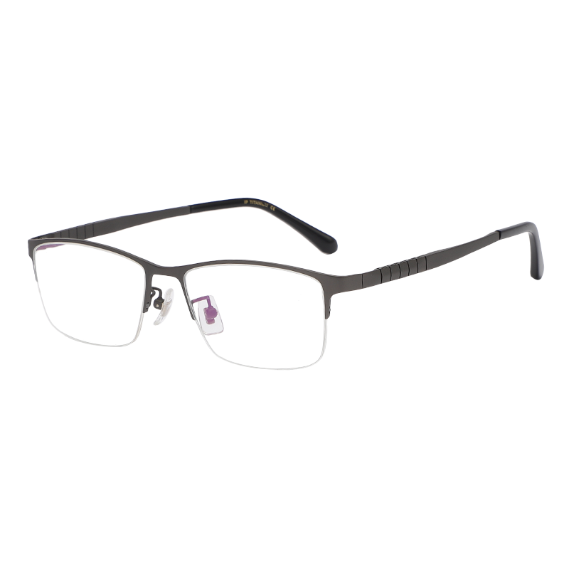 Zirosat Unisex Eyeglasses Black Grey Semi Rim Titanium 71109 Frame Zirosat   