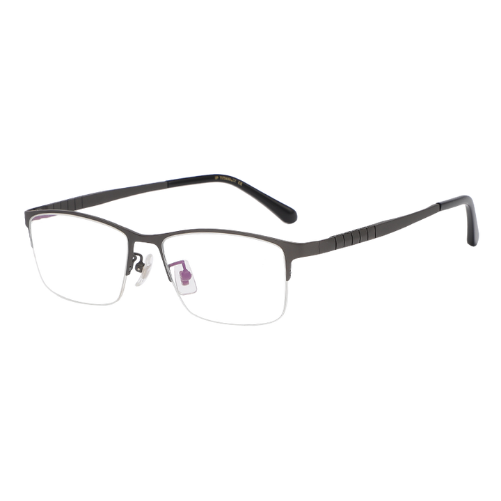 Zirosat Unisex Eyeglasses Black Grey Semi Rim Titanium 71109 Frame Zirosat   
