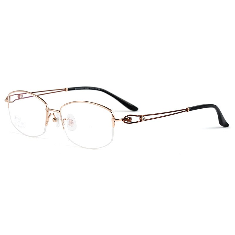 Hotony Women's Semi Rim Square Titanium Eyeglasses Bv6003 Semi Rim Hotony C18  