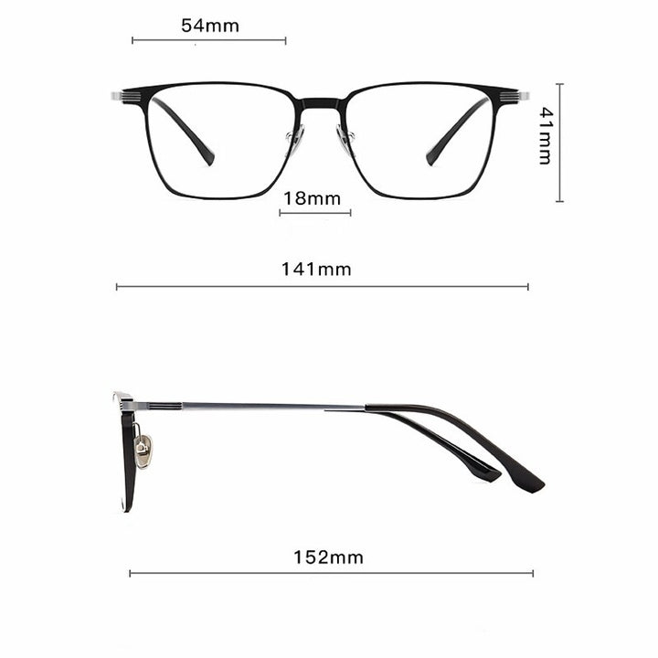KatKani Unisex Full Rim Square Aluminum Magnesium Titanium Eyeglasses Clip On Polarized Sunglasses 9903 Clip On Sunglasses KatKani Eyeglasses   