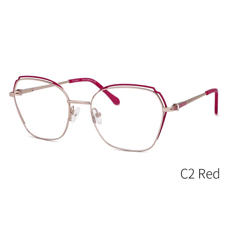 Kansept Unisex Full Rim Square Cat Eye Metal Frame Sunglasses Ty48298a Sunglasses Kansept C2 Red CN 