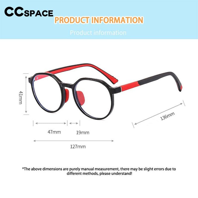 CCSpace Unisex Youth Full Rim Round Silicone Eyeglasses 54669 Full Rim CCspace   