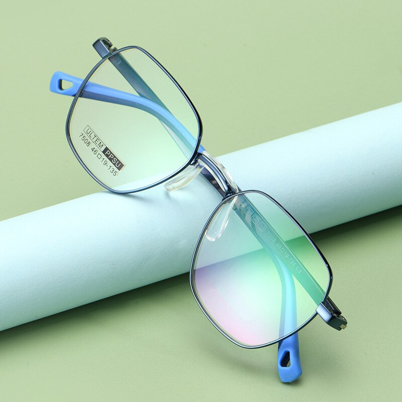 Yimaruili Unisex Children's Full Rim Polygon Square Ultem Frame Eyeglasses 7508S Full Rim Yimaruili Eyeglasses   