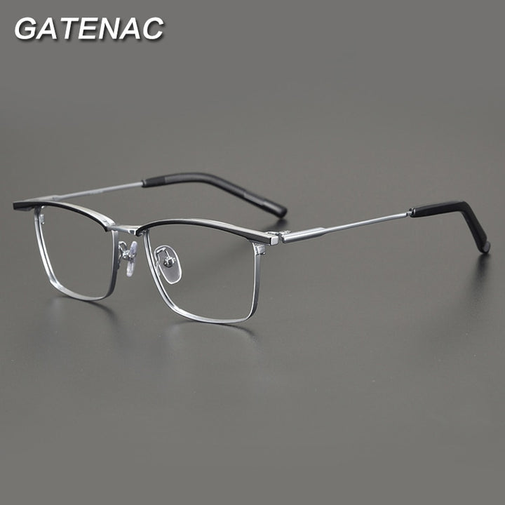 Gatenac Unisex Full Rim Square Titanium Eyebrow Eyeglasses Gxyj891 Full Rim Gatenac   